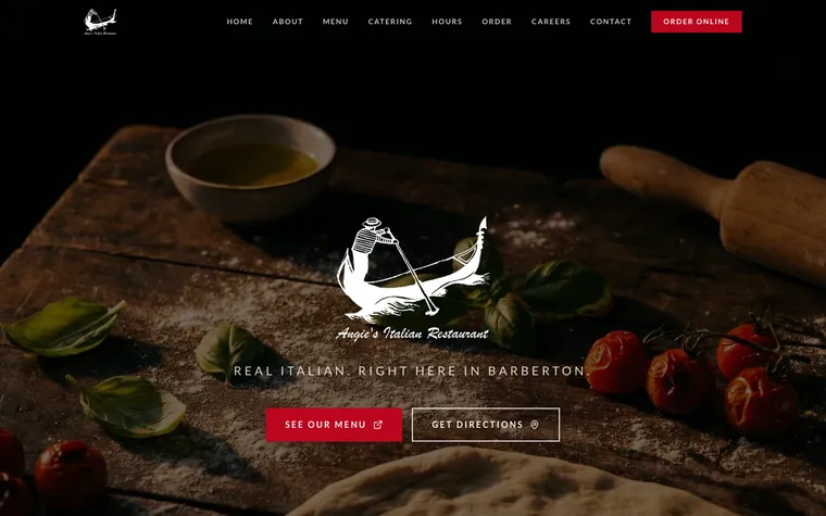 Angie's Italian Restaurant website, built by Simply Visible