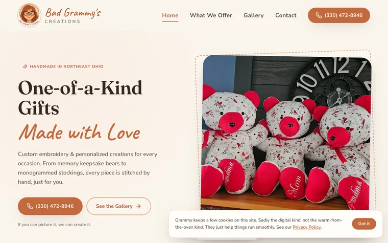 Bad Grammy's Creations website, built by Simply Visible