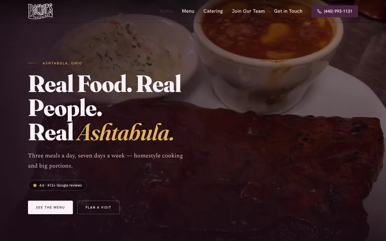 Becker's Restaurant website, built by Simply Visible