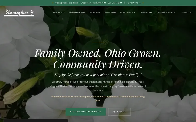 Blooming Acres website, built by Simply Visible