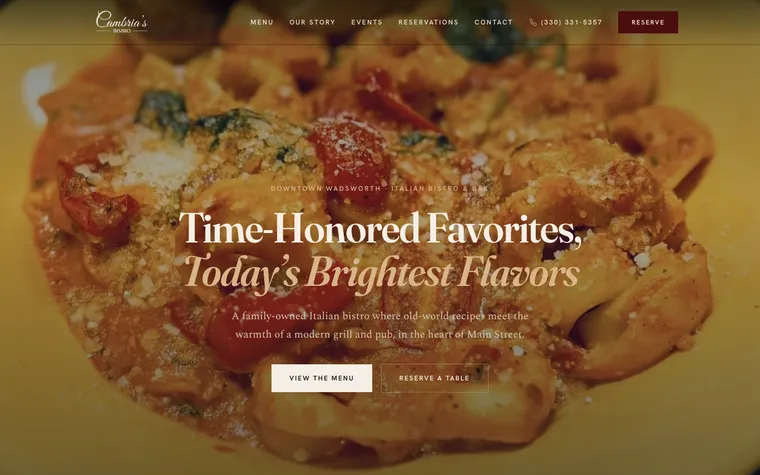 Cambria's Bistro website, built by Simply Visible