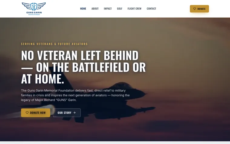 Guns Garin Memorial Foundation website, built by Simply Visible