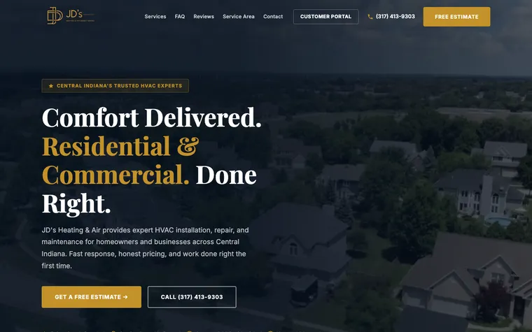 JD's Heating & Air website, built by Simply Visible