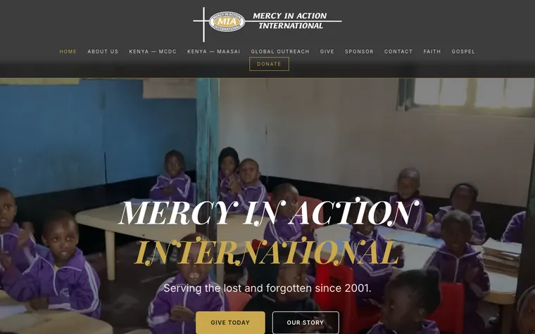 Mercy in Action International website, built by Simply Visible