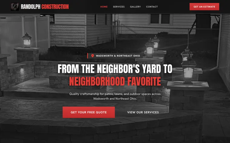 Randolph Construction website, built by Simply Visible